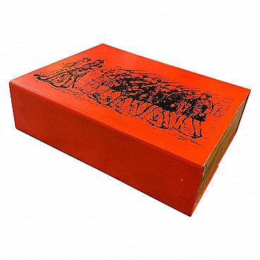 Cigarette box in mahogany and metal by Piero Fornasetti, 60s