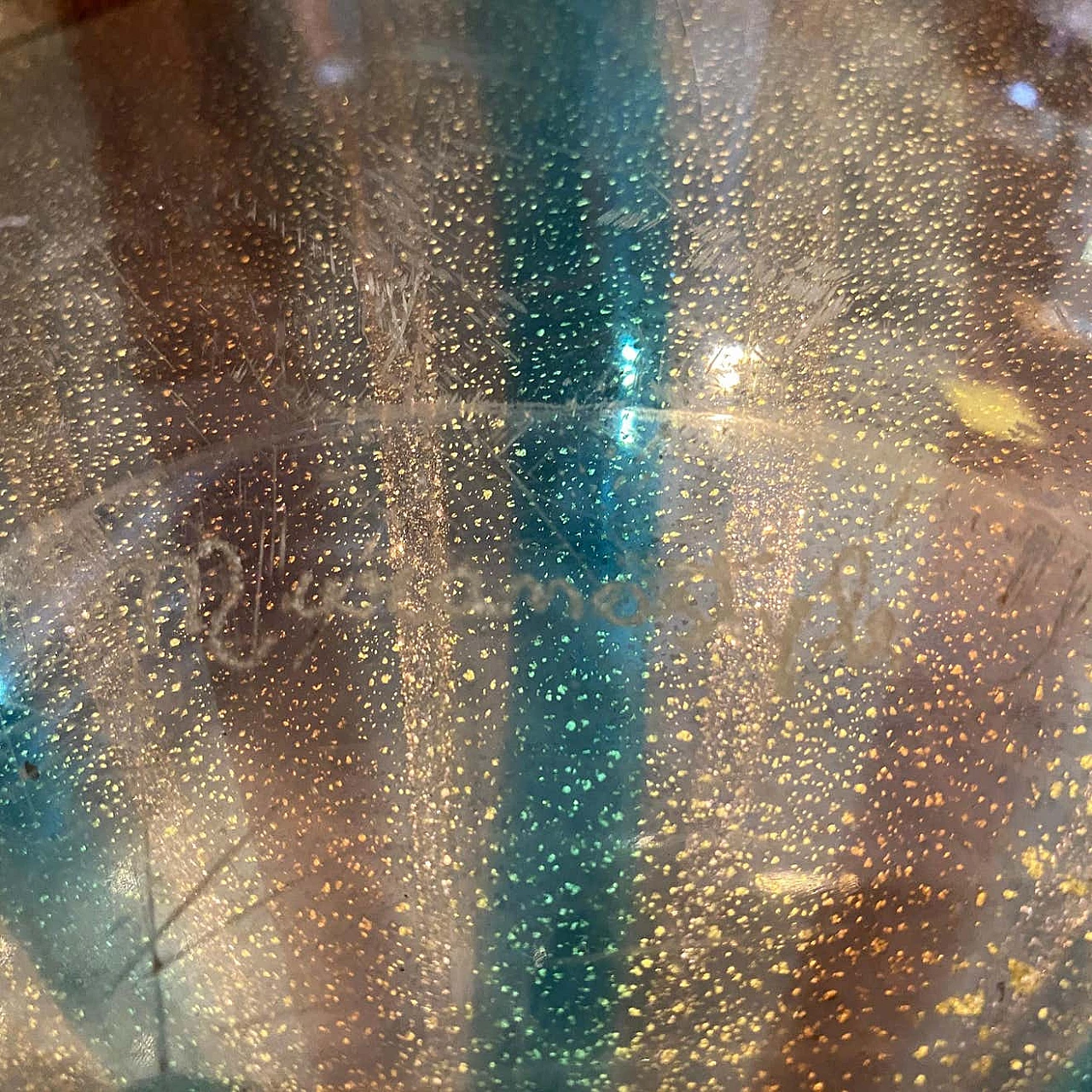 Centrotavola rotondo in vetro pesante di Murano, anni '70 1239979