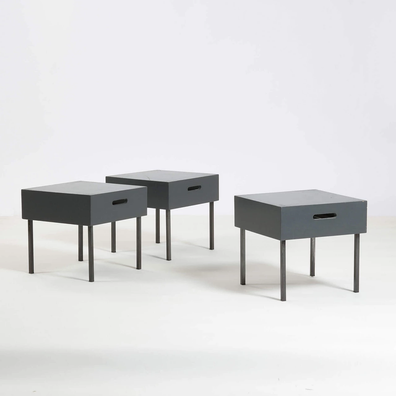 3 Low tables in wood and metal, 80s 1240080