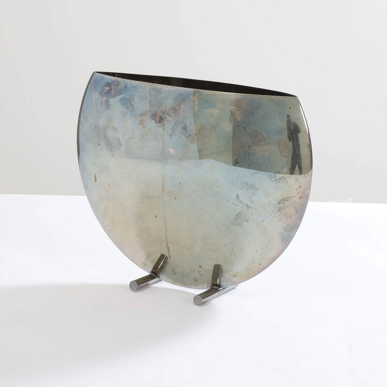 Vase in silvered metal, 70s 1240200