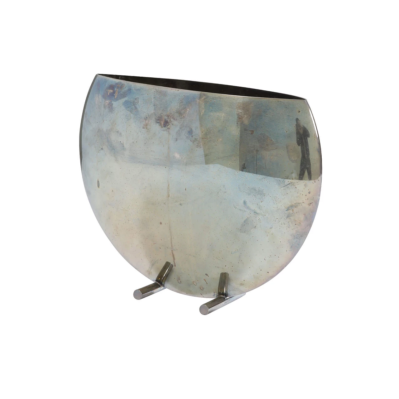 Vase in silvered metal, 70s 1240300