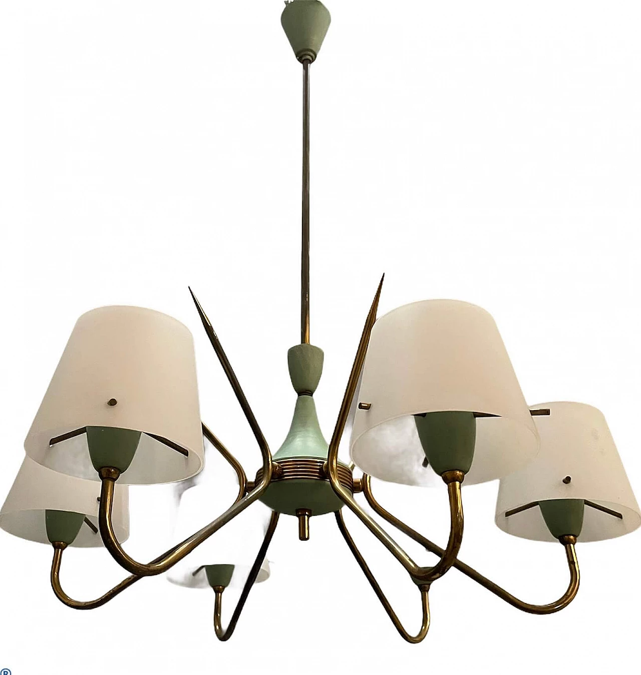 Glass and brass chandelier in Stilnovo style, 1950s 1240450