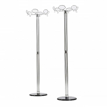 Pair of chromed metal coat-hangers with ABS bases by Valenti, 1970s
