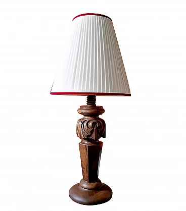 Table lamp with walnut piano leg base, 2000s
