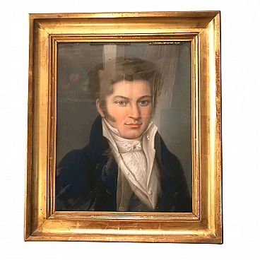 Neoclassical male portrait, pastel on canvas, XIX century