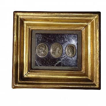 Mythological cameos with gilded frame, early 19th century