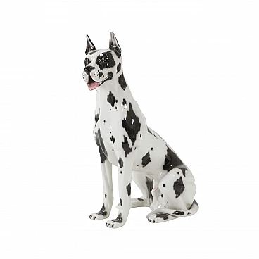 Scultura in ceramica smaltata di alano, anni '60