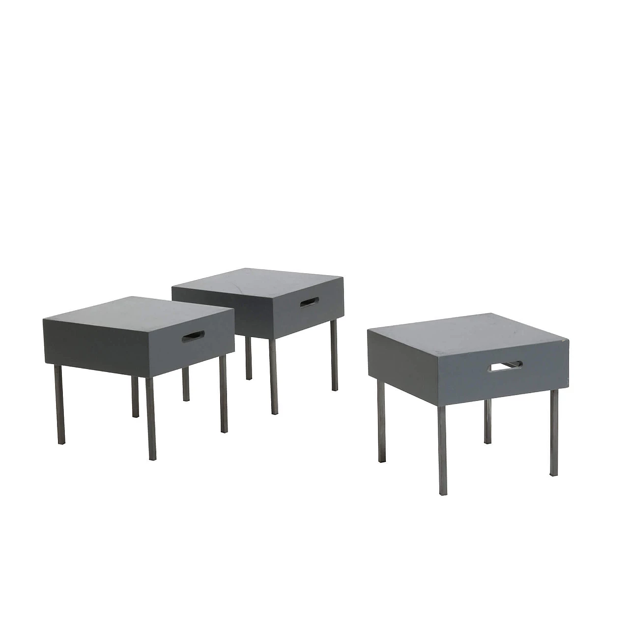 3 Low tables in wood and metal, 80s 1240561