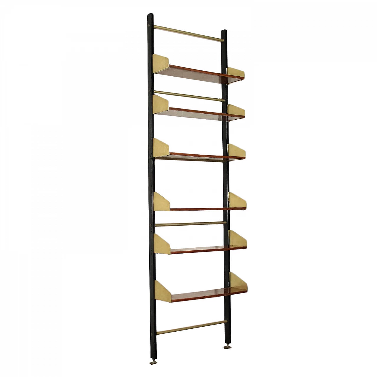 Feal bookcase in aluminum, mahogany and brass, 60s 1240789