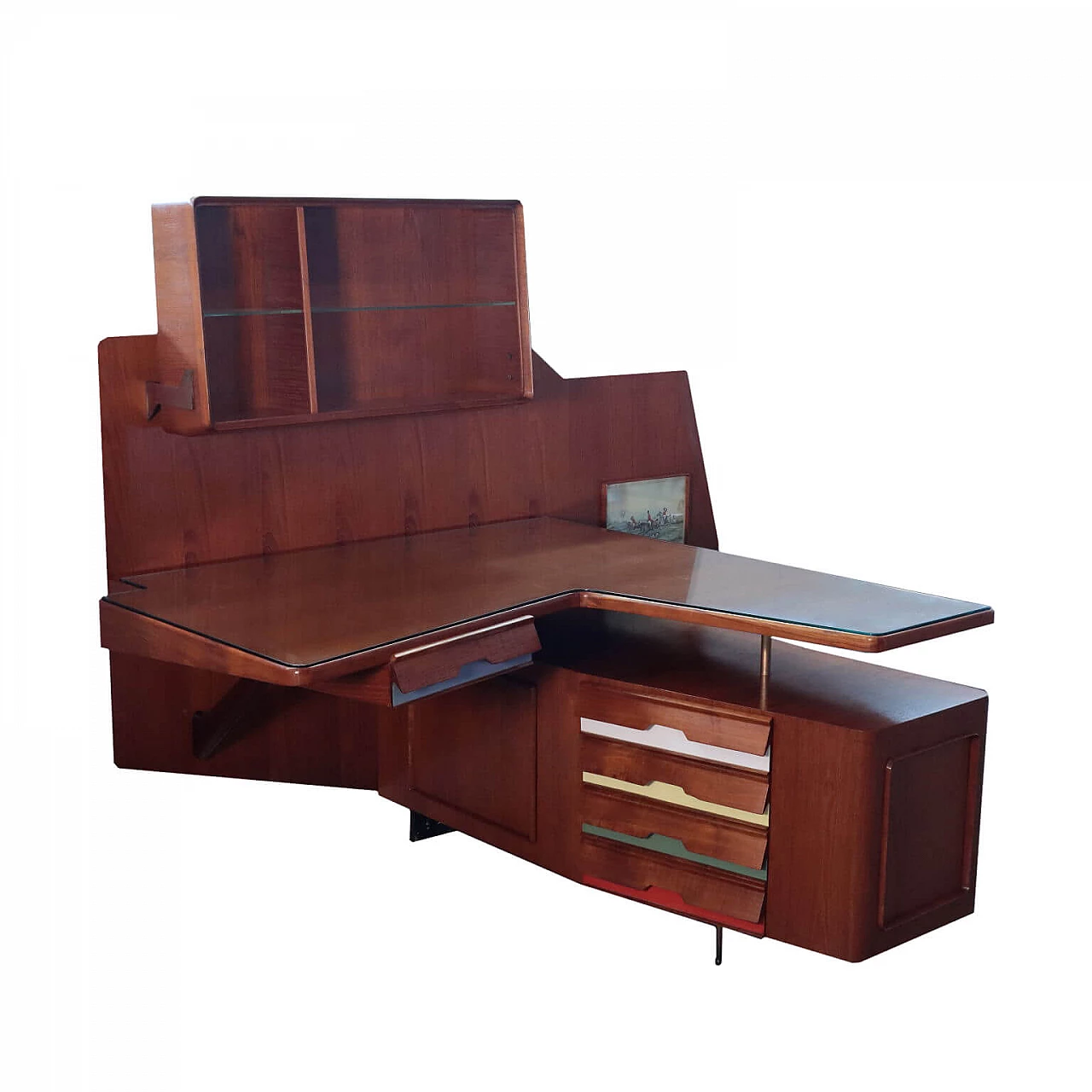 Corner desk in laminate, oak and glass, 50s 1240801