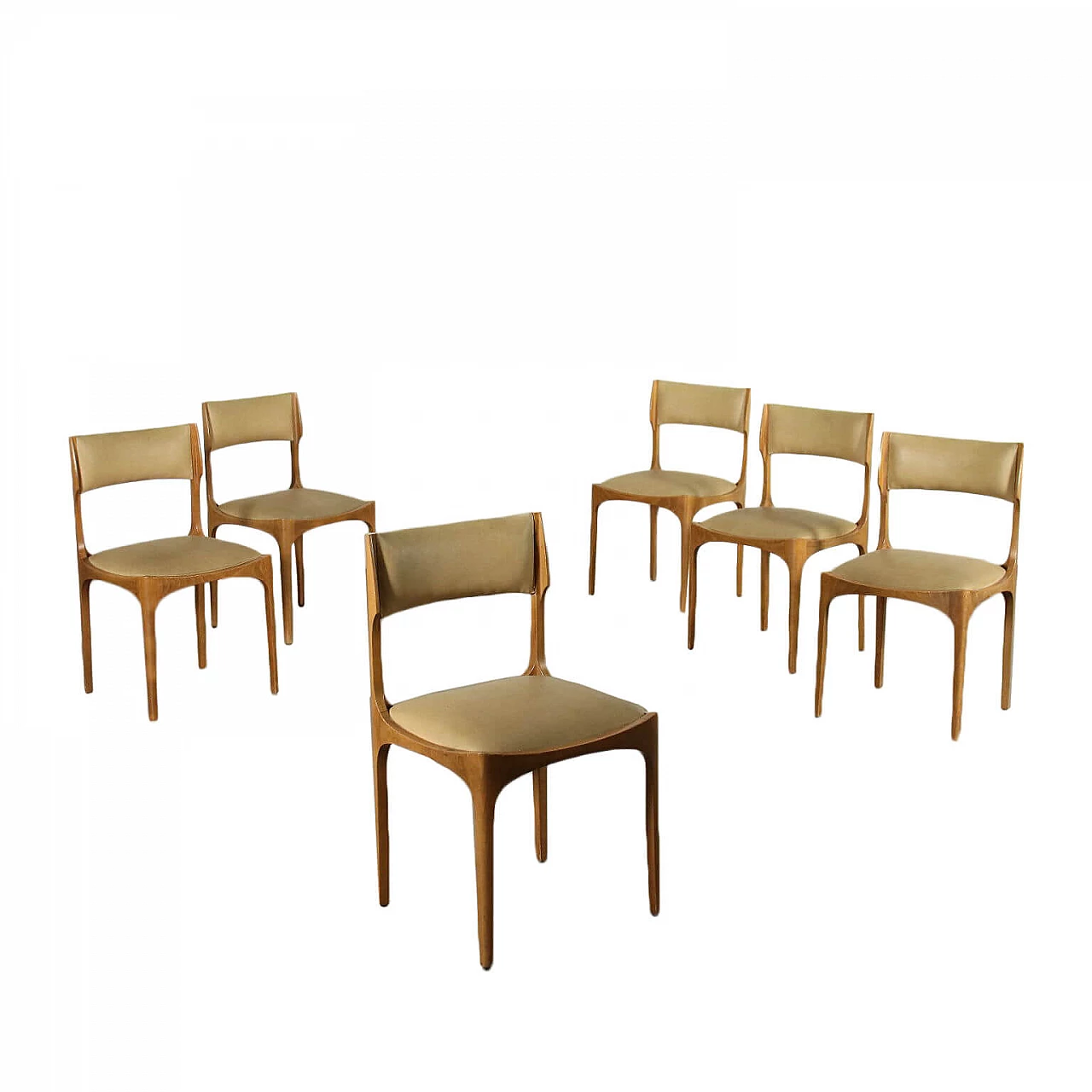 6 Chairs in beechwood and leatherette by Giuseppe Gibelli for Sormani, 60s 1240882