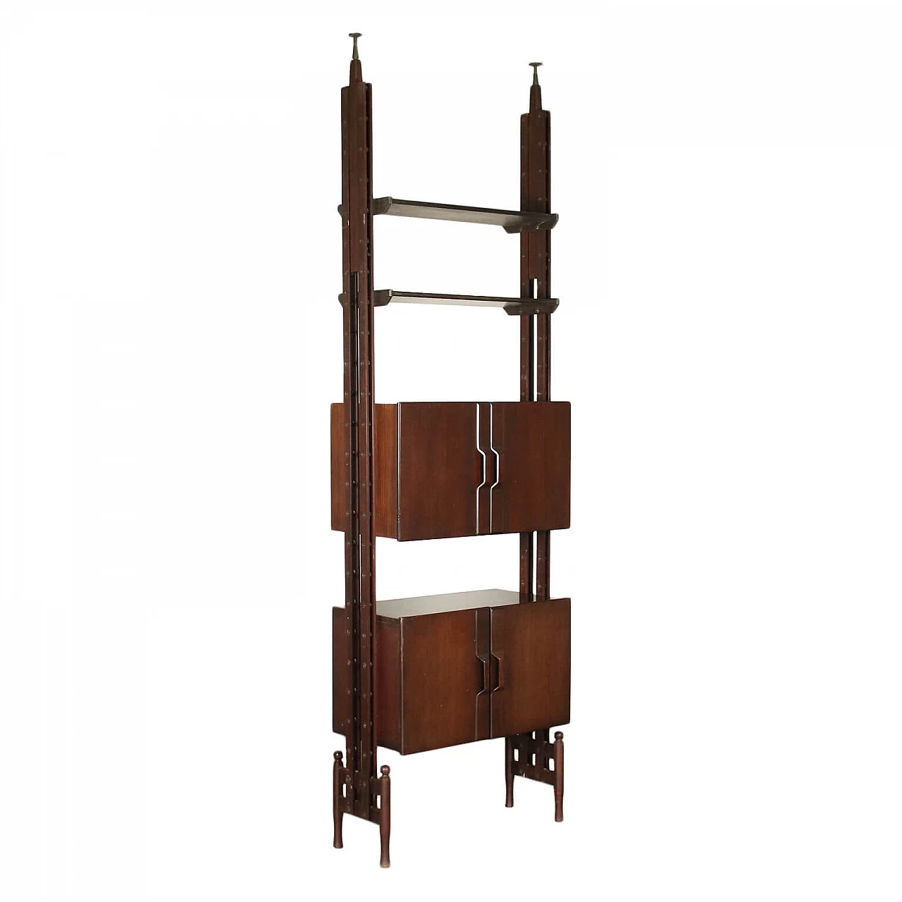 Bookcase with adjustable elements in solid beech and rosewood, 60s 1240892