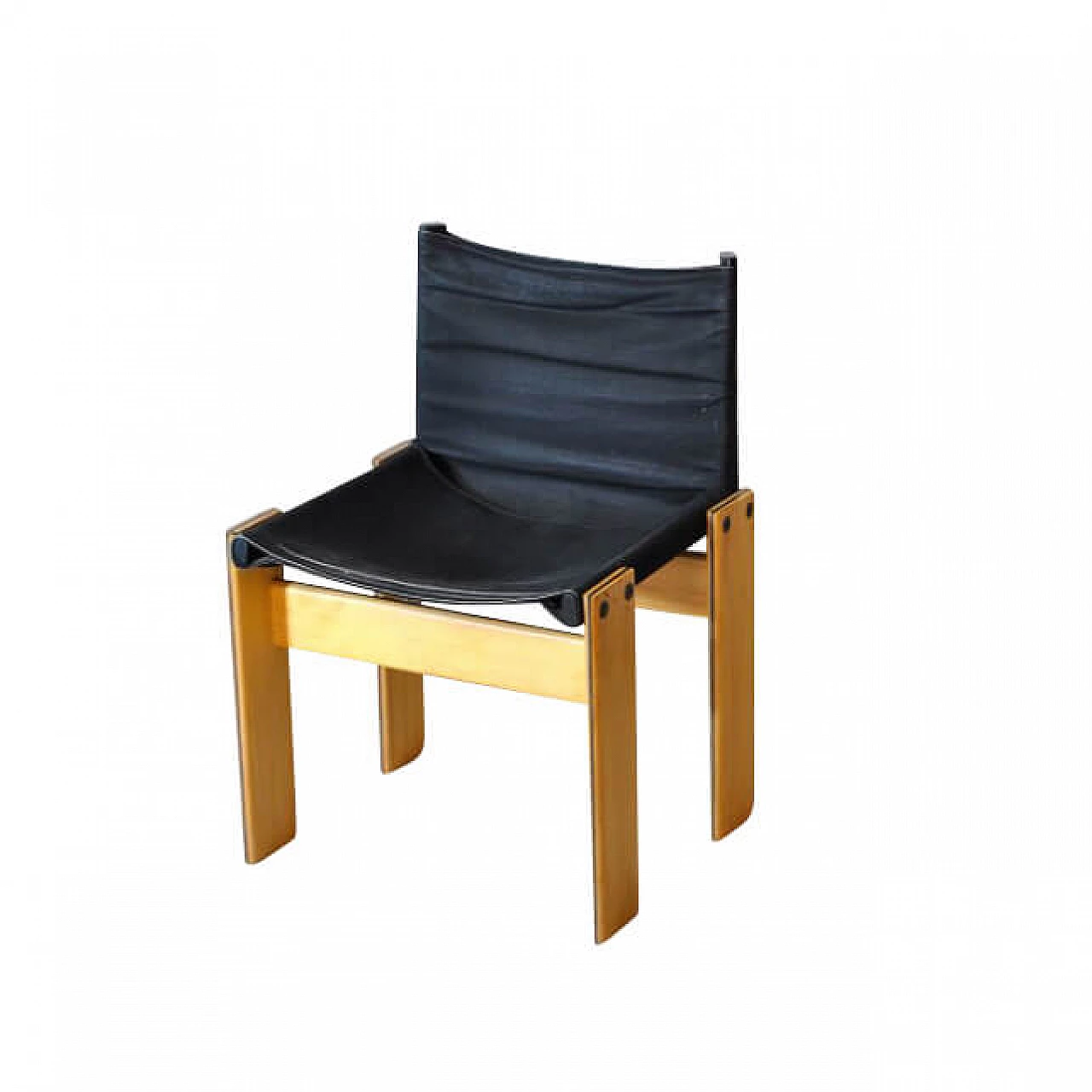 Sedia Monk in noce e tessuto di Afra e Tobia Scarpa per Molteni, anni '70 1240990