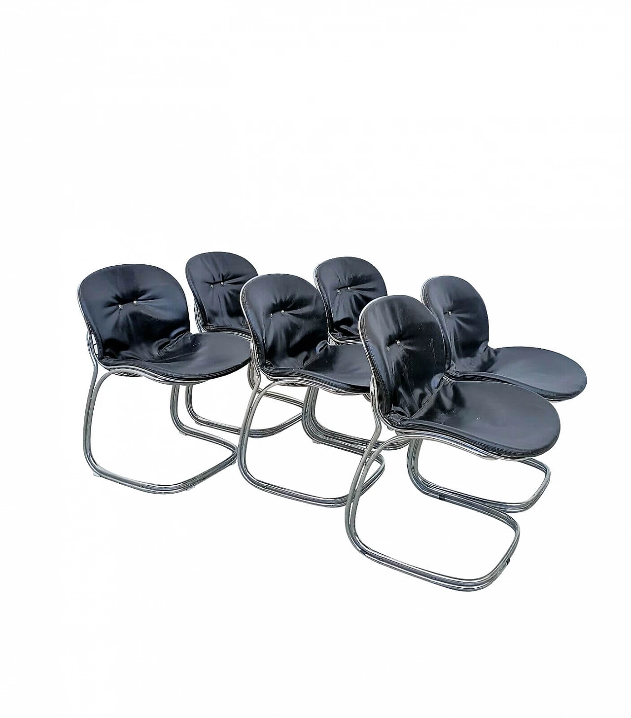 6 Sabrina chairs in chromed steel by Gastone Rinaldi for Rima, 70s 1241036
