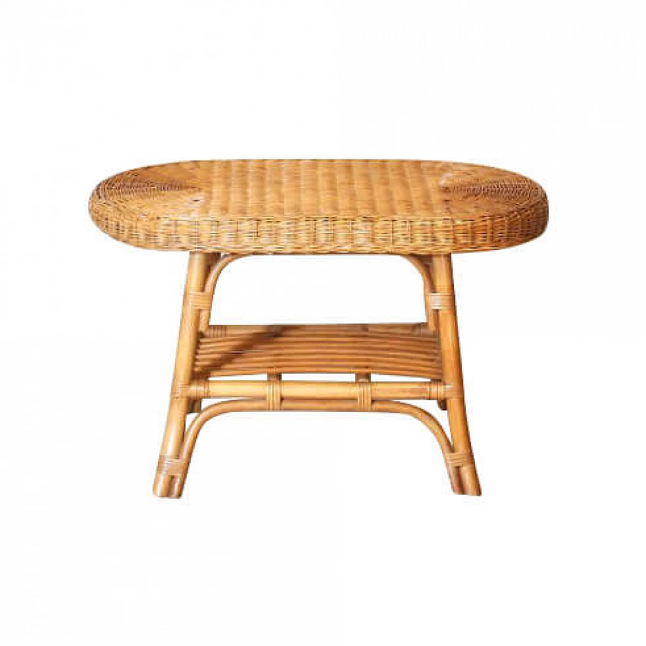 Oval coffee table in wicker, 60s 1241114
