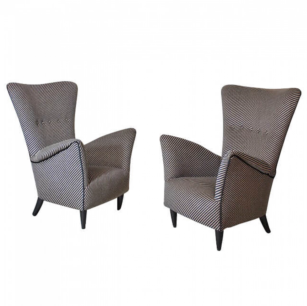 Pair of armchairs in walnut and velvet by Gio Ponti for Hotel Bristol Merano, 50s 1241126