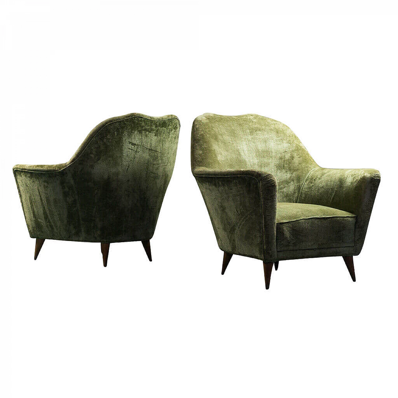 Pair of velvet armchairs by Ico Parisi, 1950s 1241143