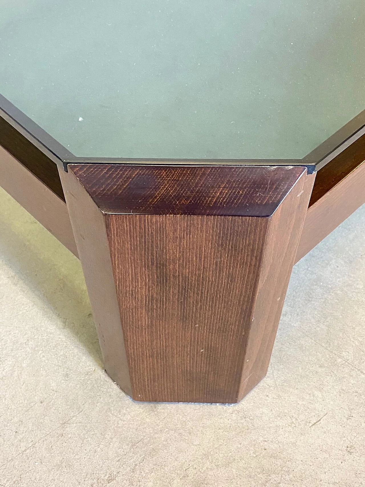 Coffee table in wood and smoked glass, 1970s 1241241