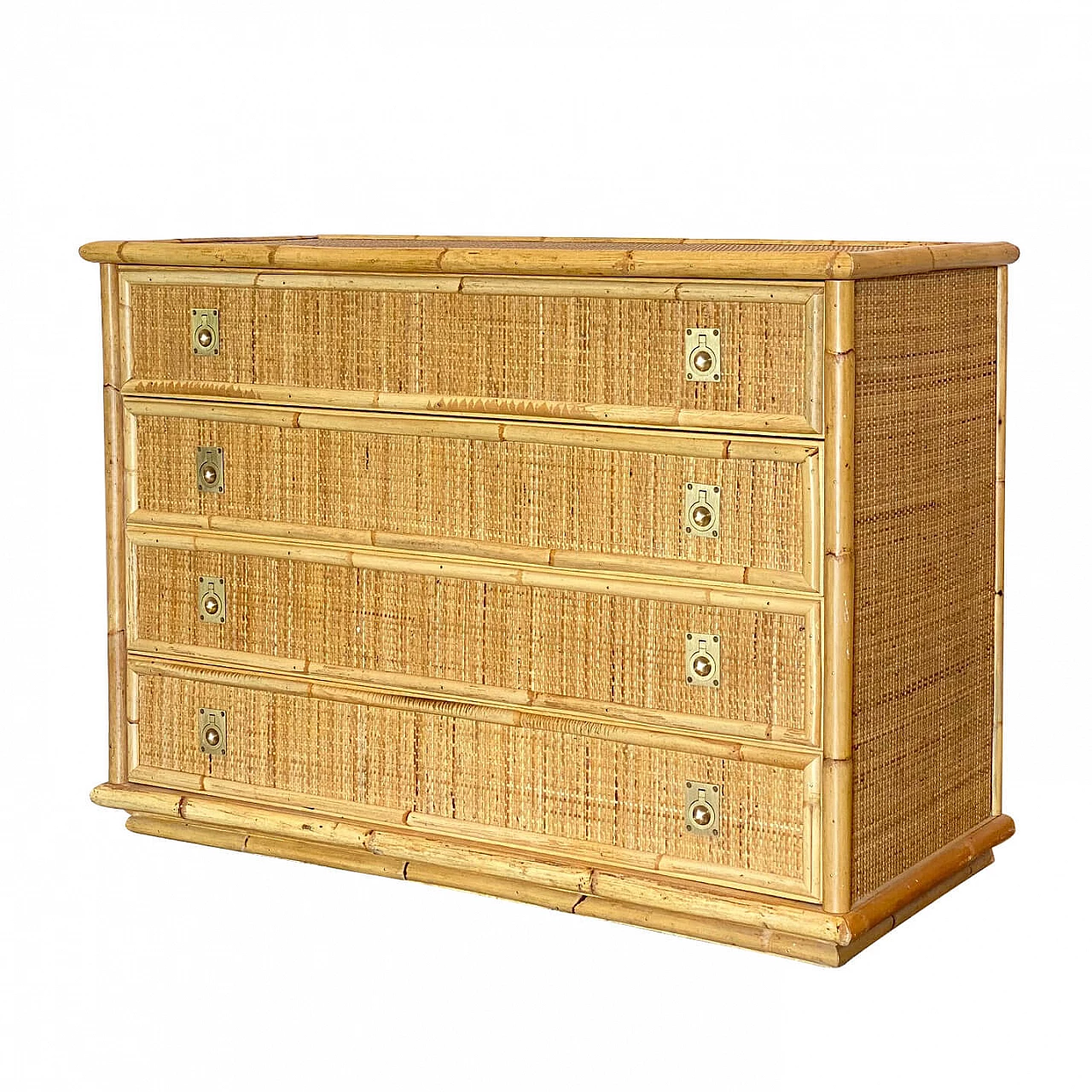 Cassettiera in vimini e bamboo Dal Vera, anni '70 1241297
