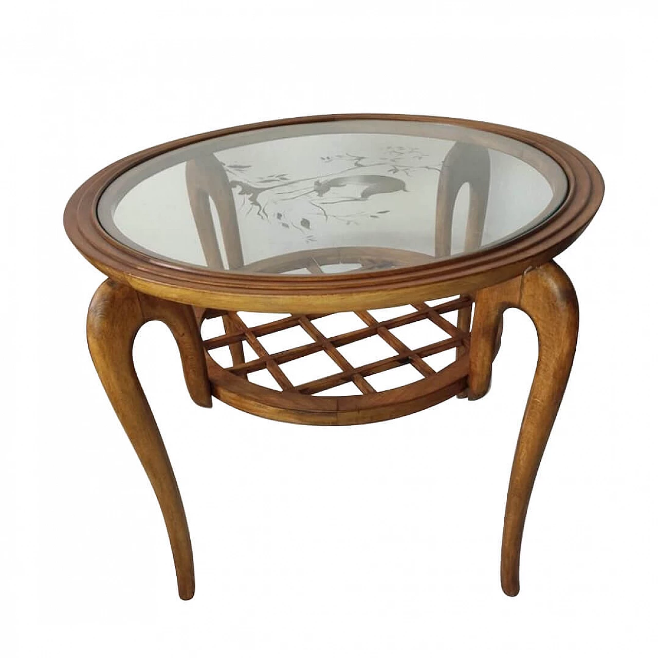 Coffee table with glass top, Buffa style, 1960s 1241380