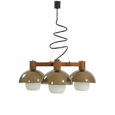 Chandelier in lacquered metal, opal glass and perspex, 1950s