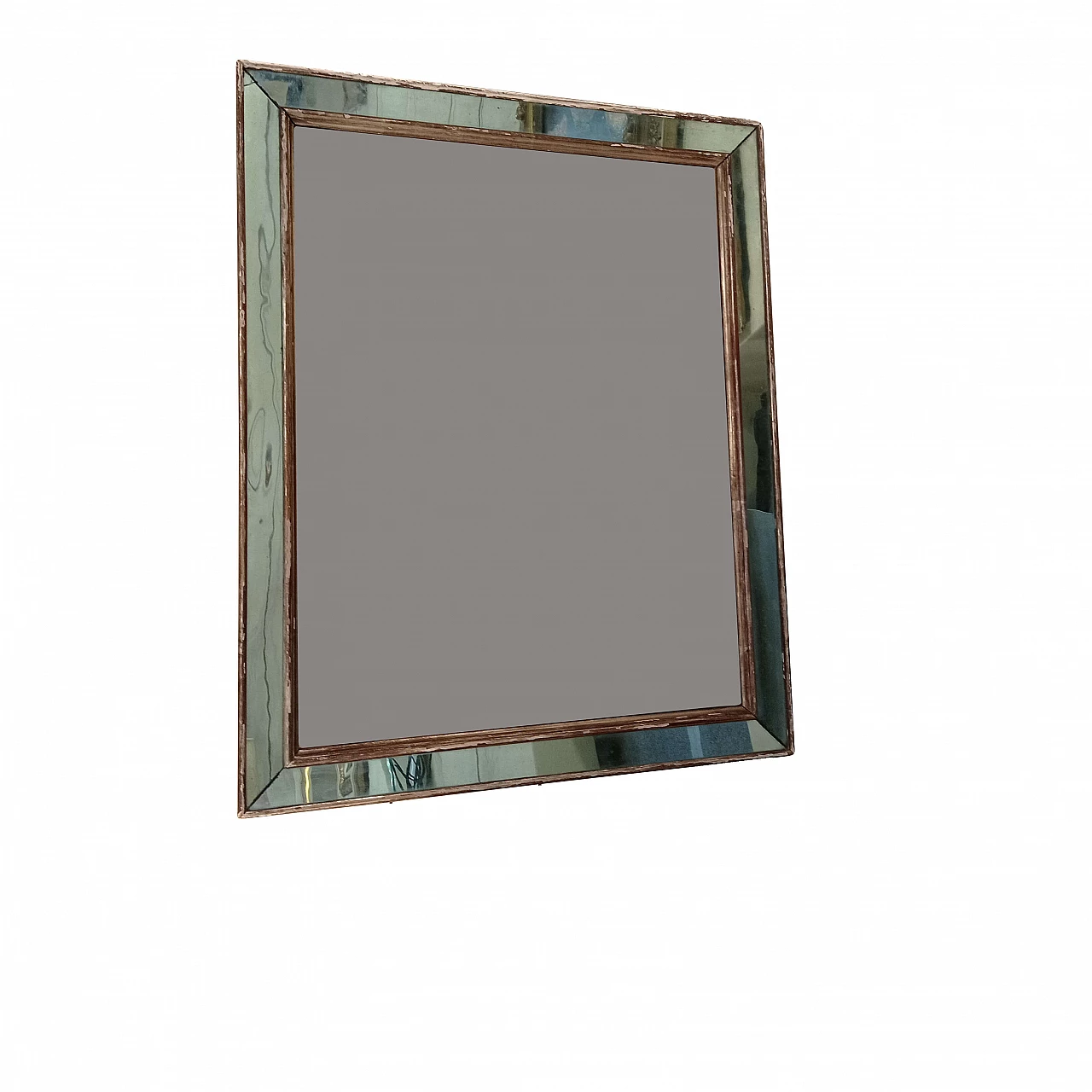 Specchio con cornice specchiata azzurra Art Dèco, anni '30 1241750