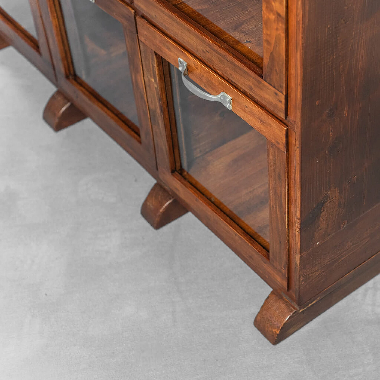 Chest of drawers in pine wood and glass, 1940s 1241855