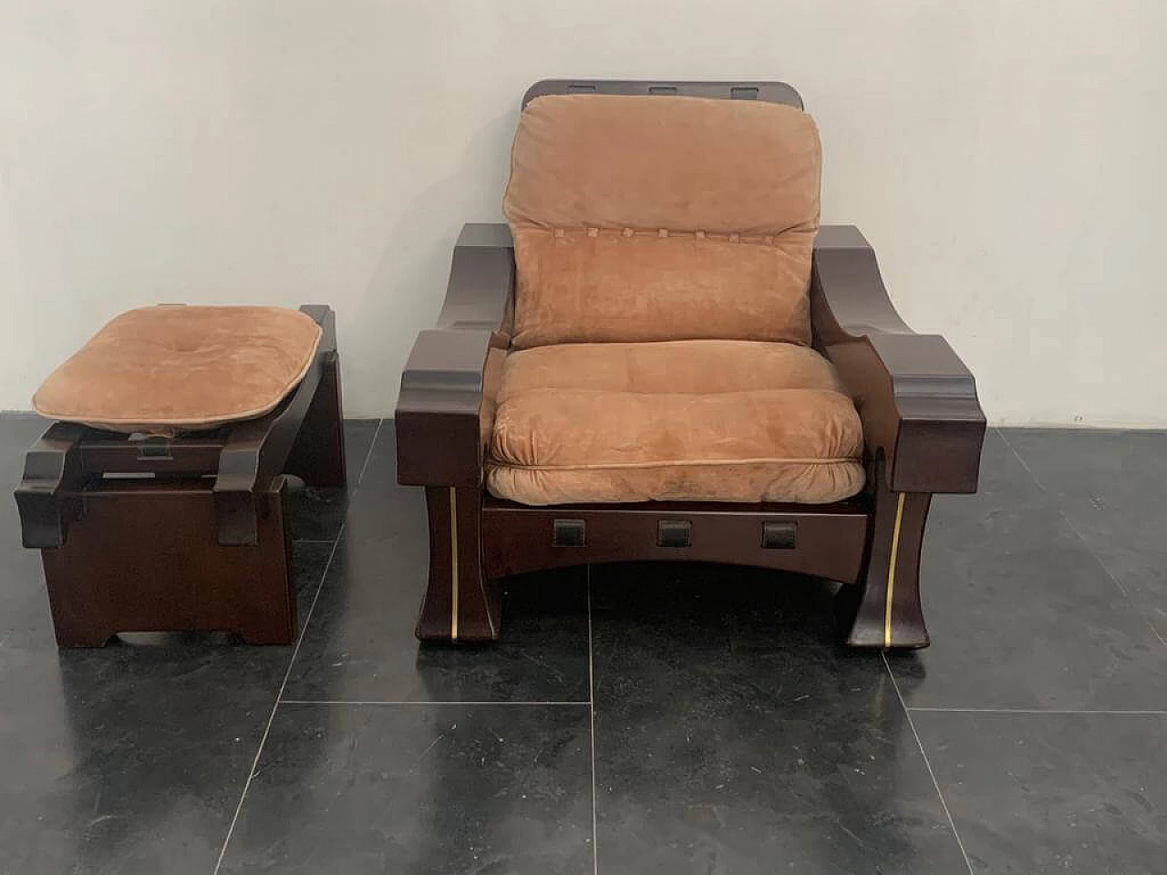 Armchair with footstool by Luciano Frigerio, 1960s 1241873