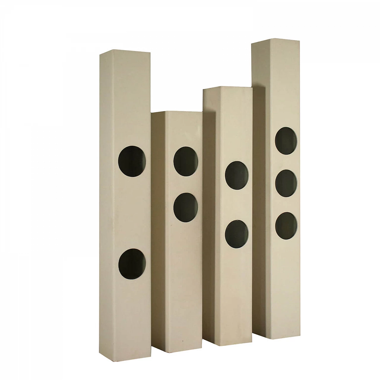 4 Colonne espositori in legno laccato e vetro, anni '60 1242178