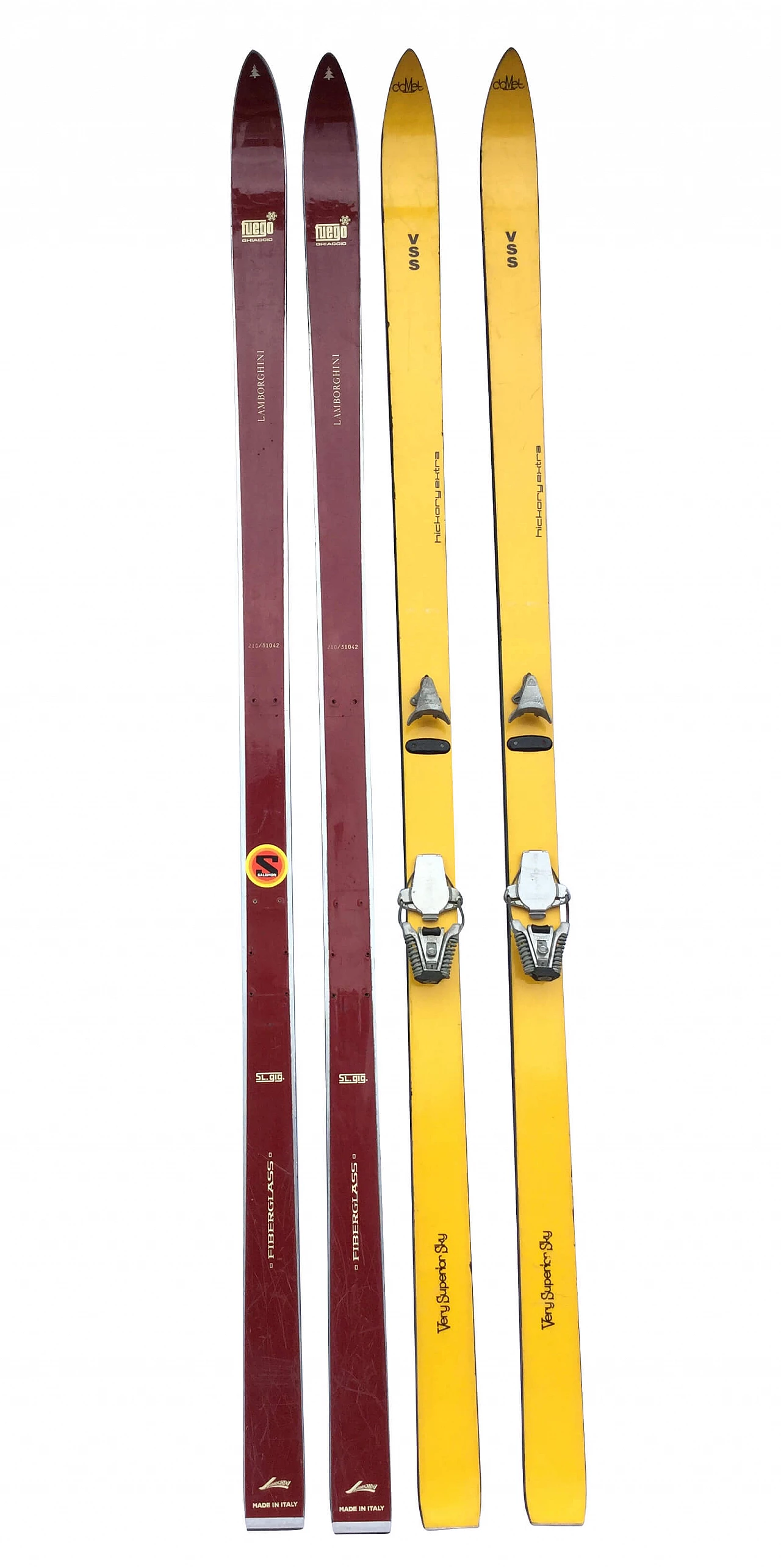 2 Pairs of Lamborghini Fuego and VSS skis, 70s 1242336