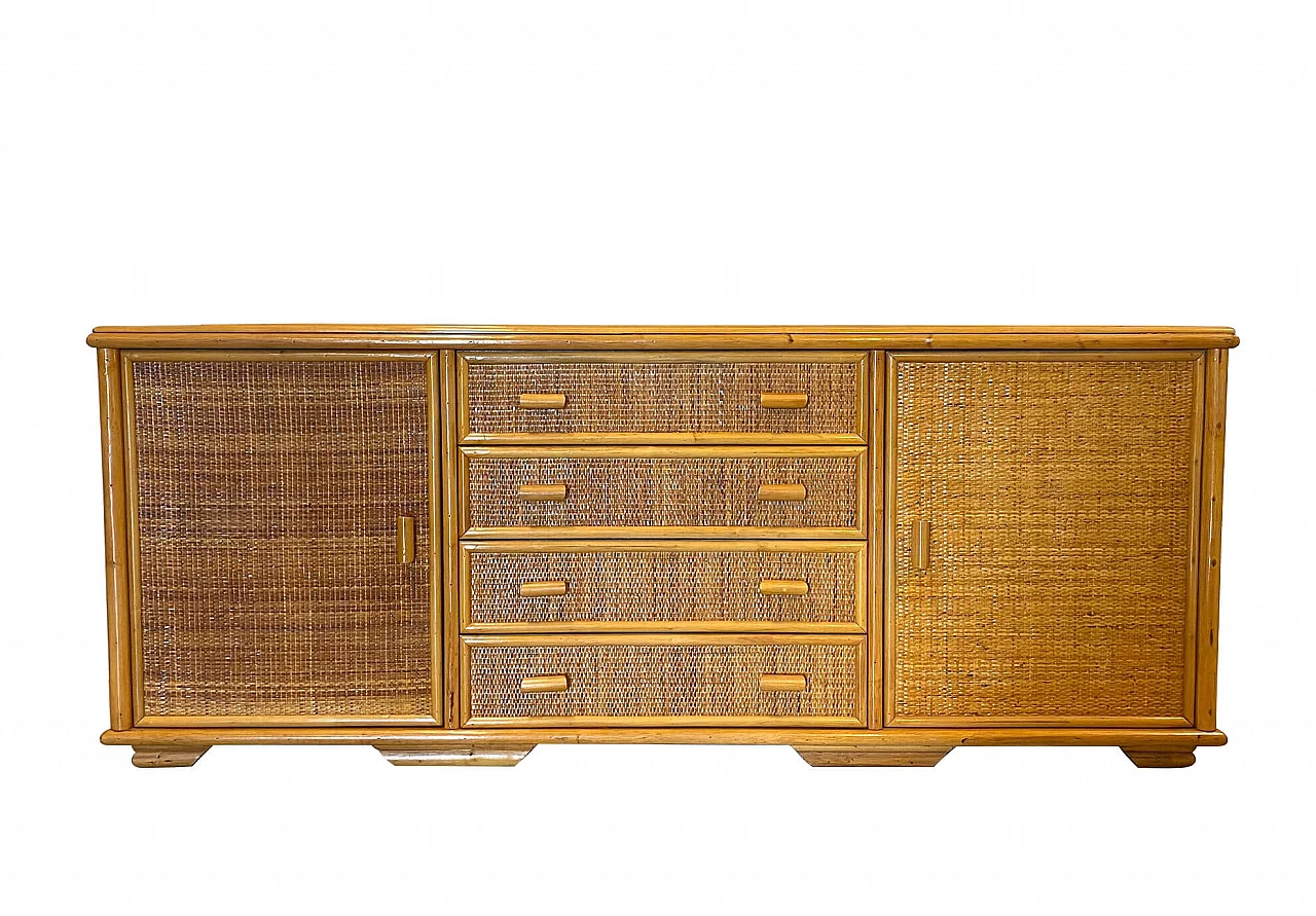Credenza in vimini e bambù, anni '70 1242995