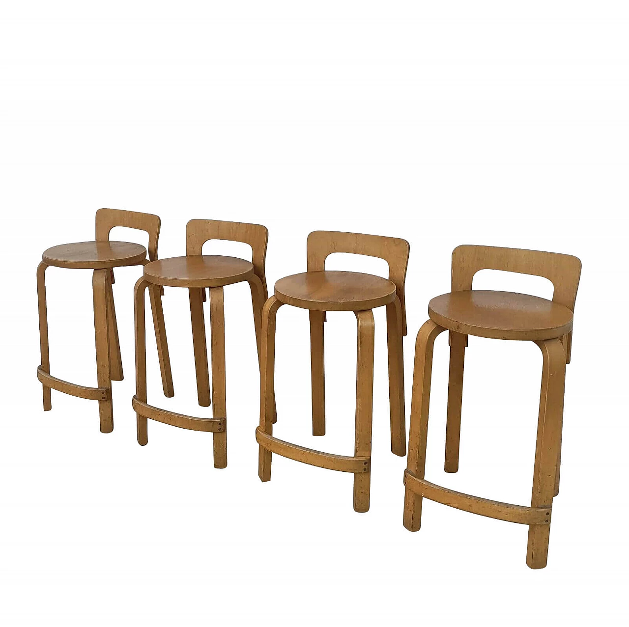 4 Sgabelli K65 di Alvar Aalto per Artek, anni '60 1243009