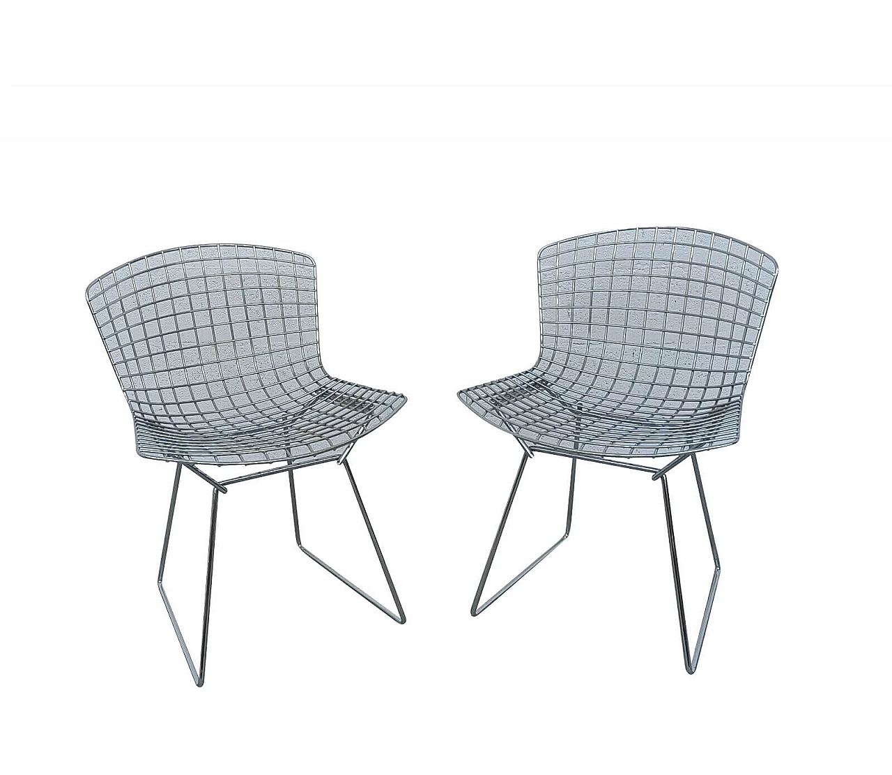 Pair of Bertoia chair in chromed steel by Harry Bertoia for Knoll, 70s 1243013