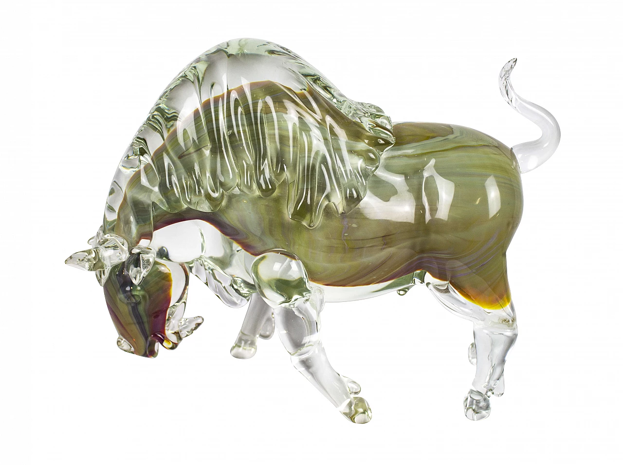 Toro in vetro di Murano e calcedonio di Arnaldo Zanella 1243049