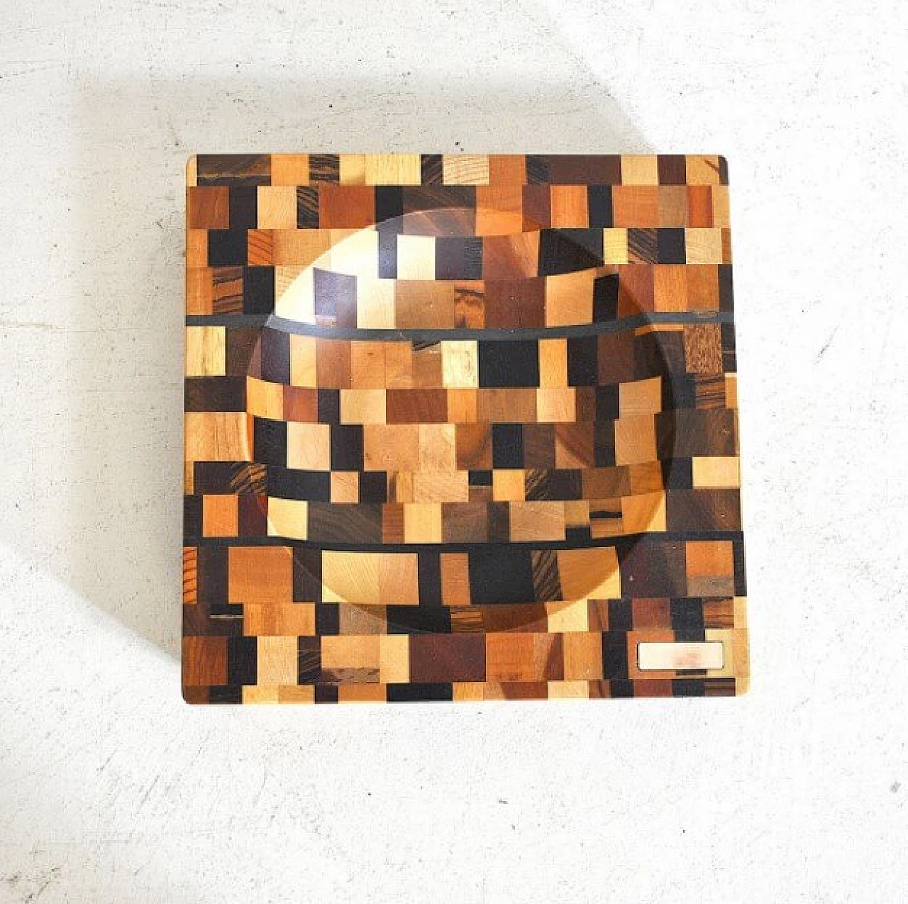 Ciotola con mosaico in legno, anni '70 1243074