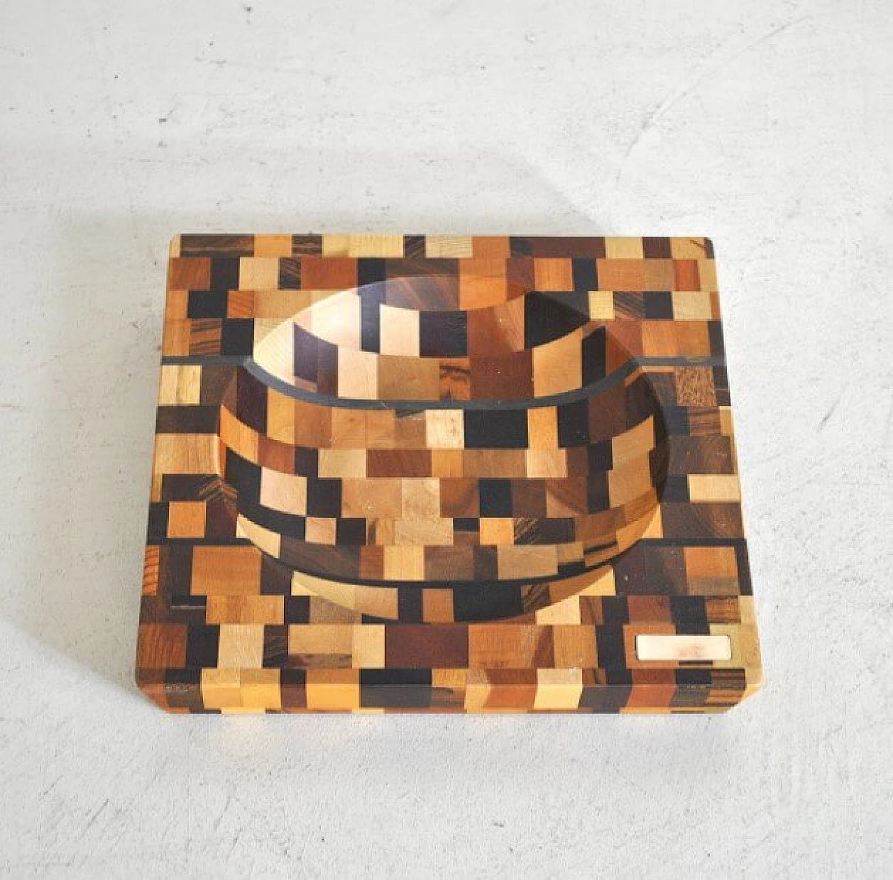 Bowl with wooden mosaic, 70s 1243075