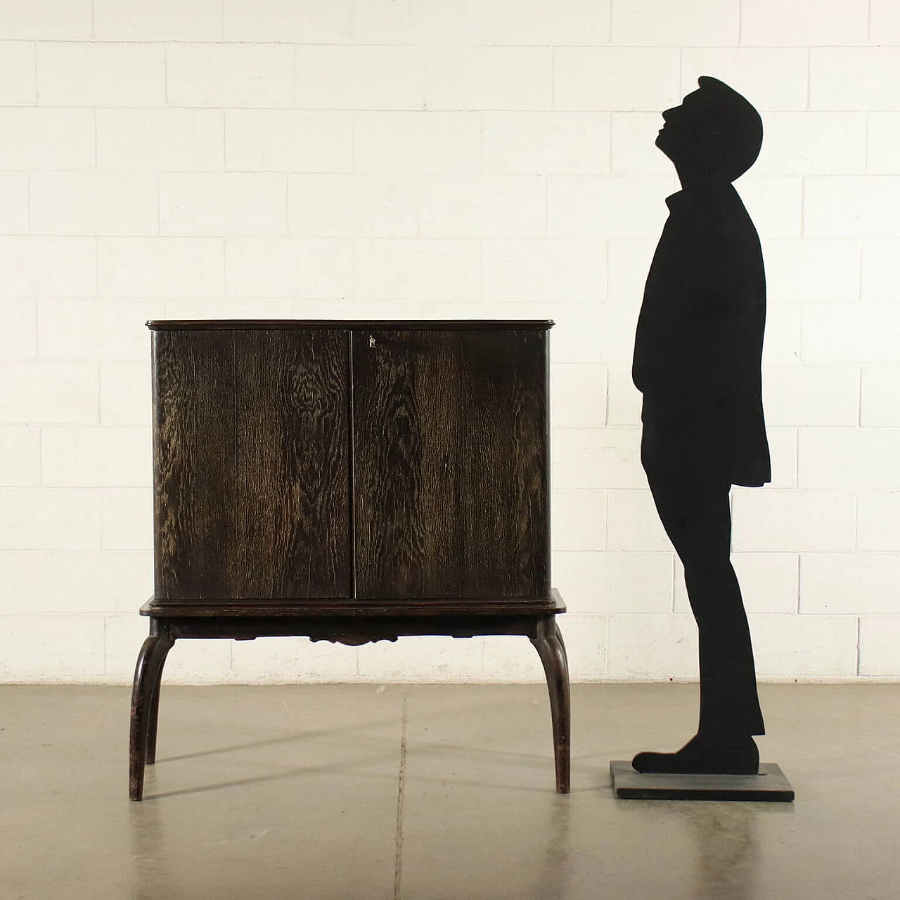 Mobile bar in rovere e specchio, anni '40 1243591