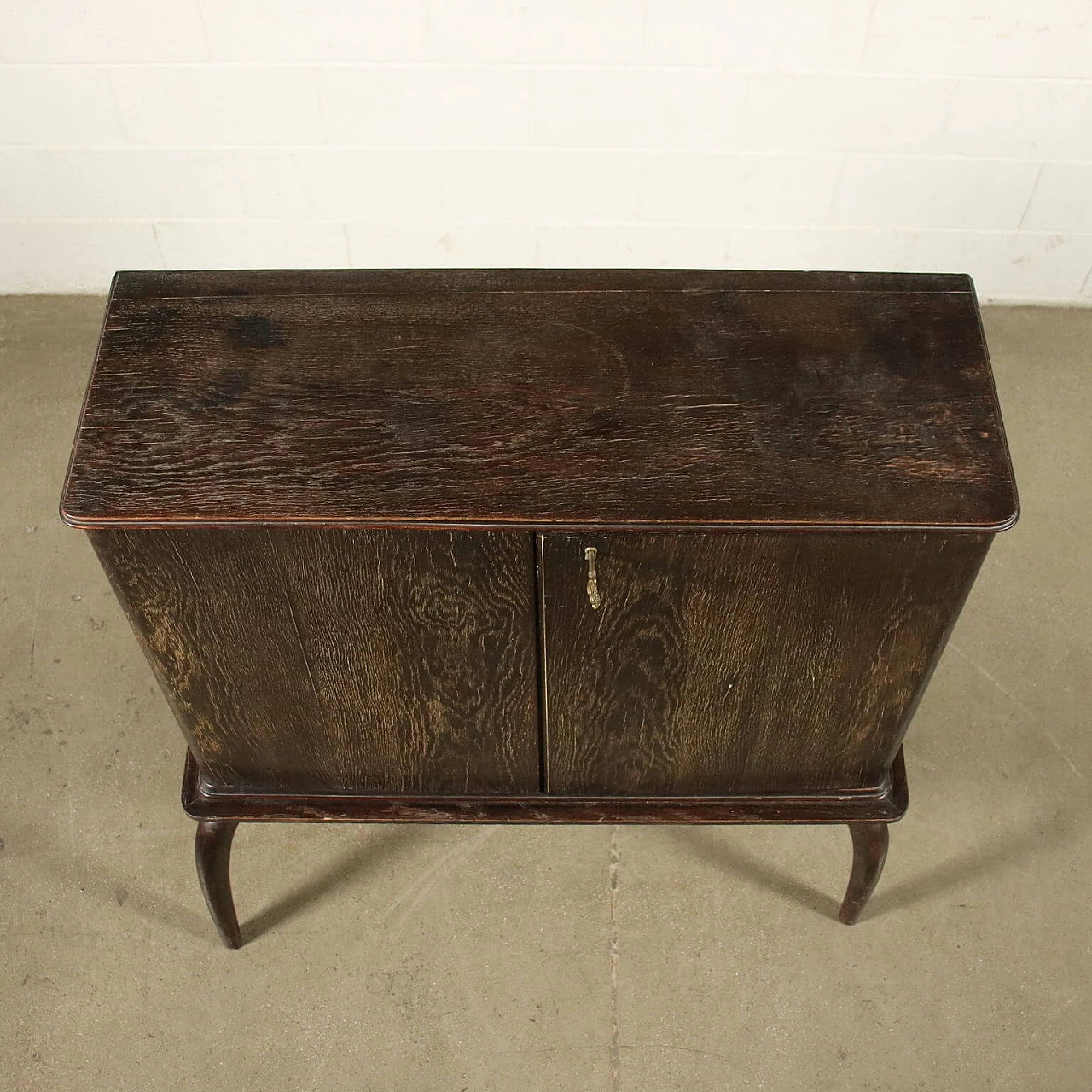 Mobile bar in rovere e specchio, anni '40 1243607