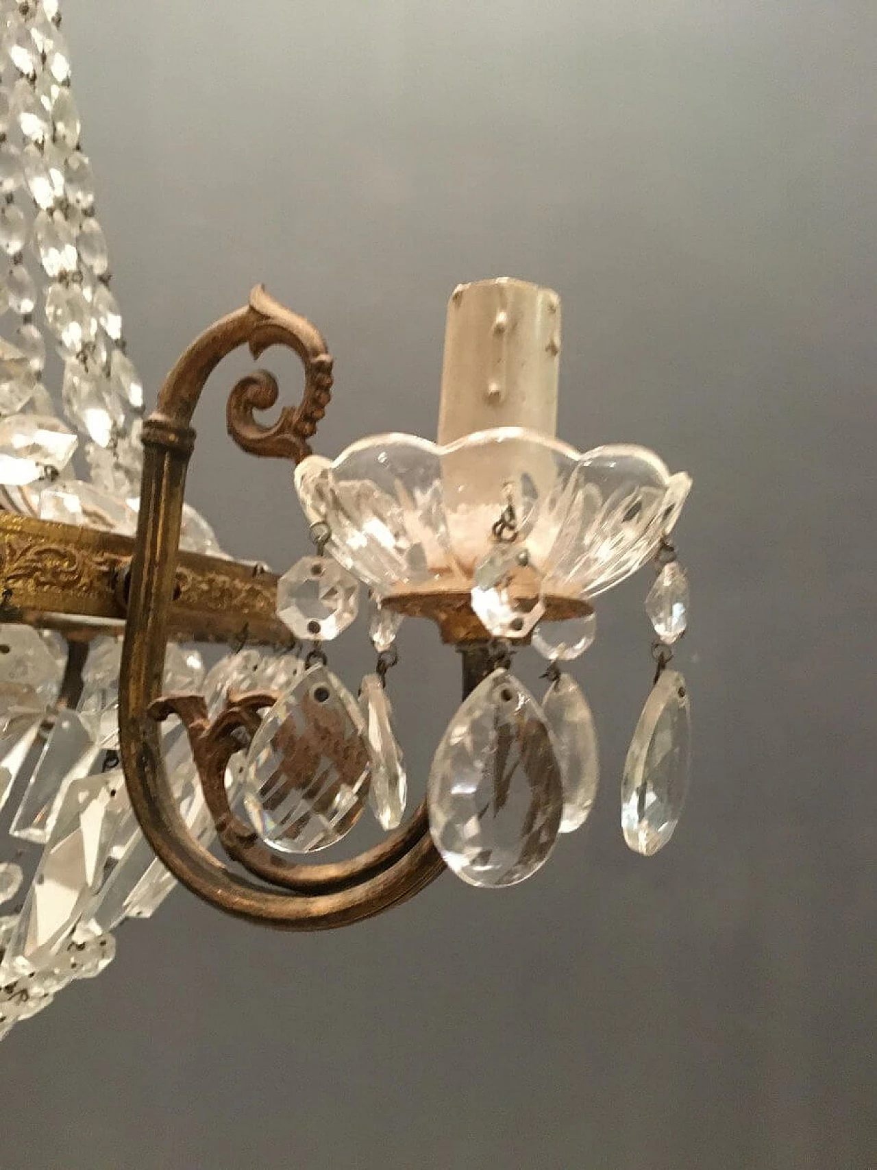 Crystal basket chandelier, 1950s 1243780