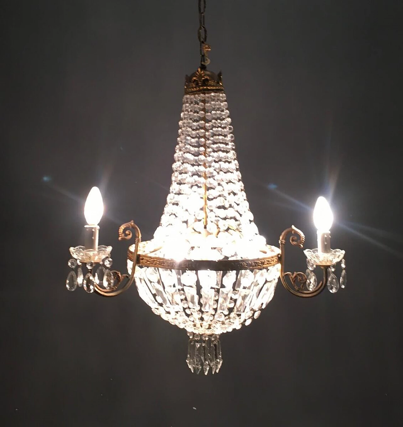 Crystal basket chandelier, 1950s 1243782