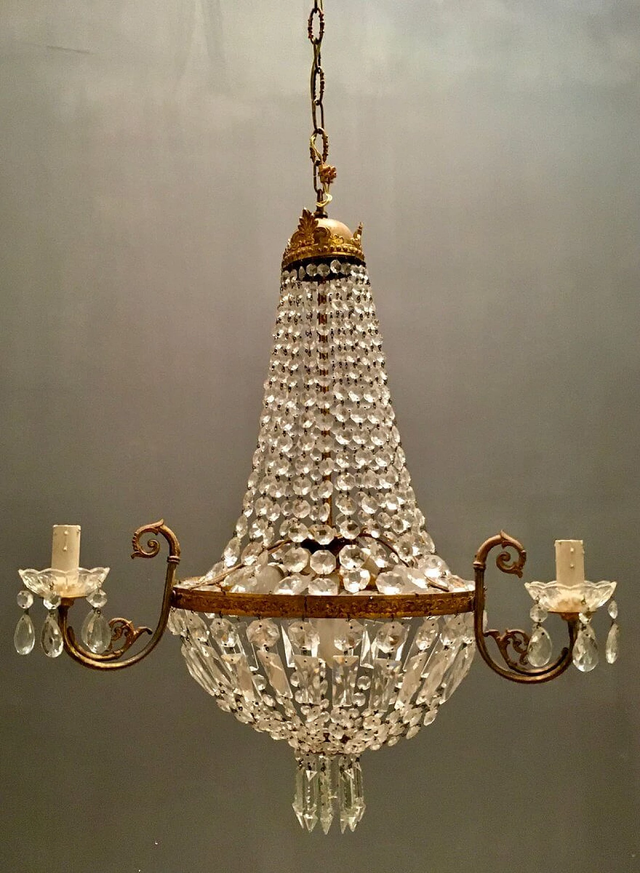 Crystal basket chandelier, 1950s 1243783