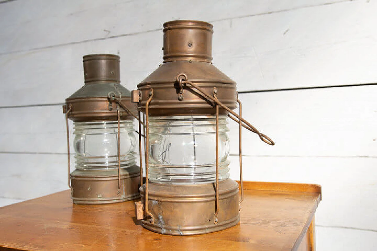 Pair of naval lanterns in copper, early '900 1243907