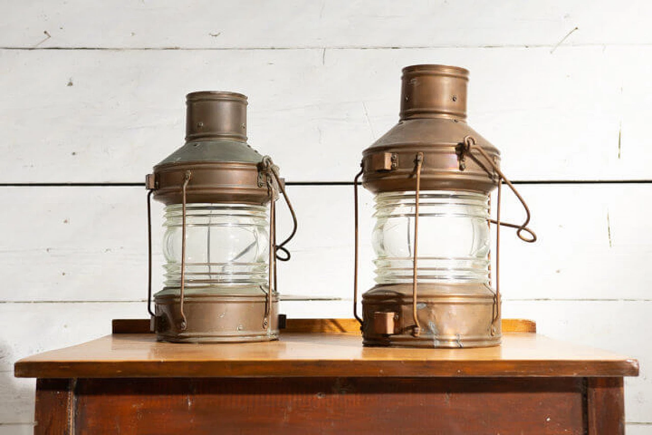 Pair of naval lanterns in copper, early '900 1243908