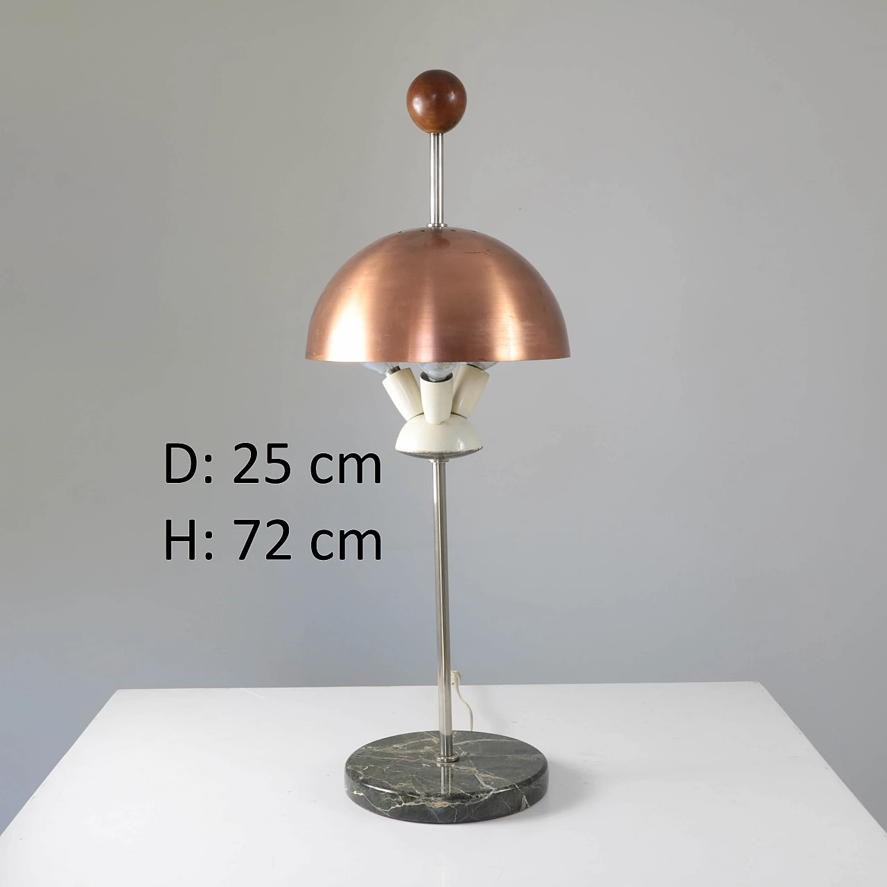 Marble and copper table lamp, 60s 1244024
