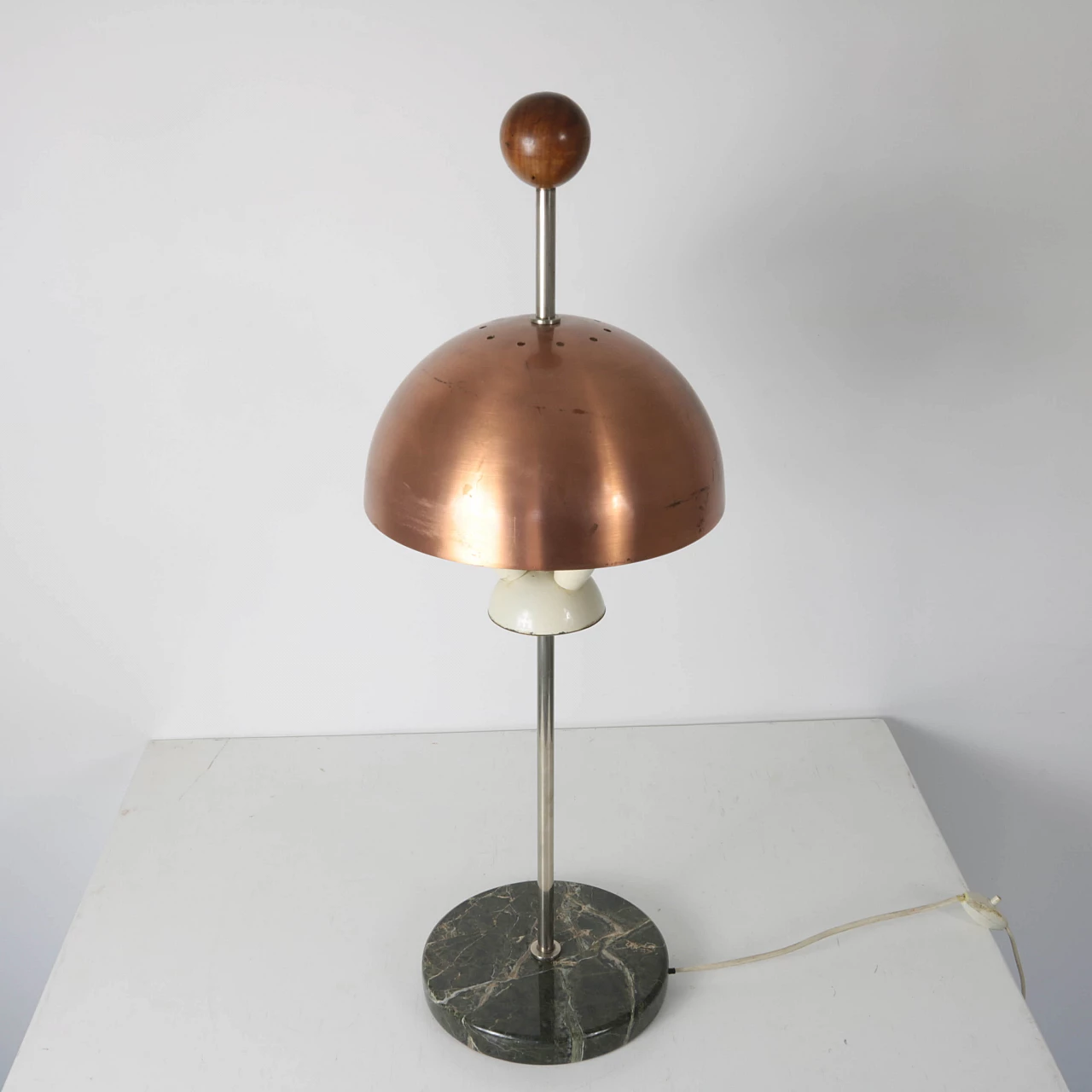 Marble and copper table lamp, 60s 1244028