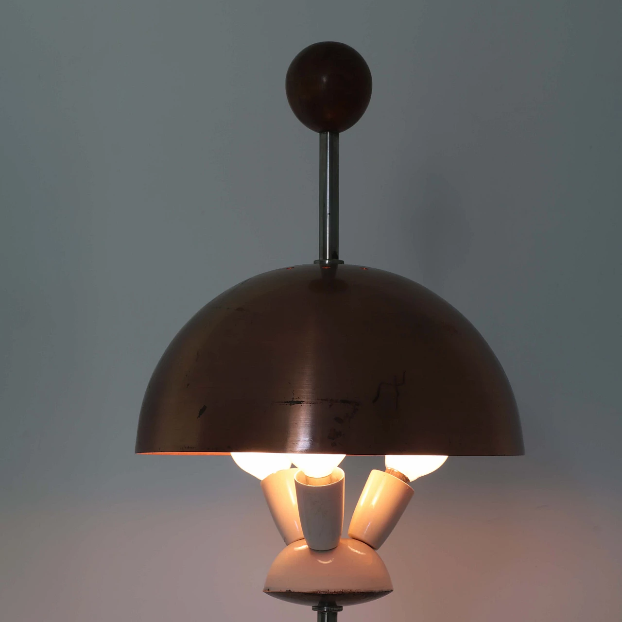 Marble and copper table lamp, 60s 1244033