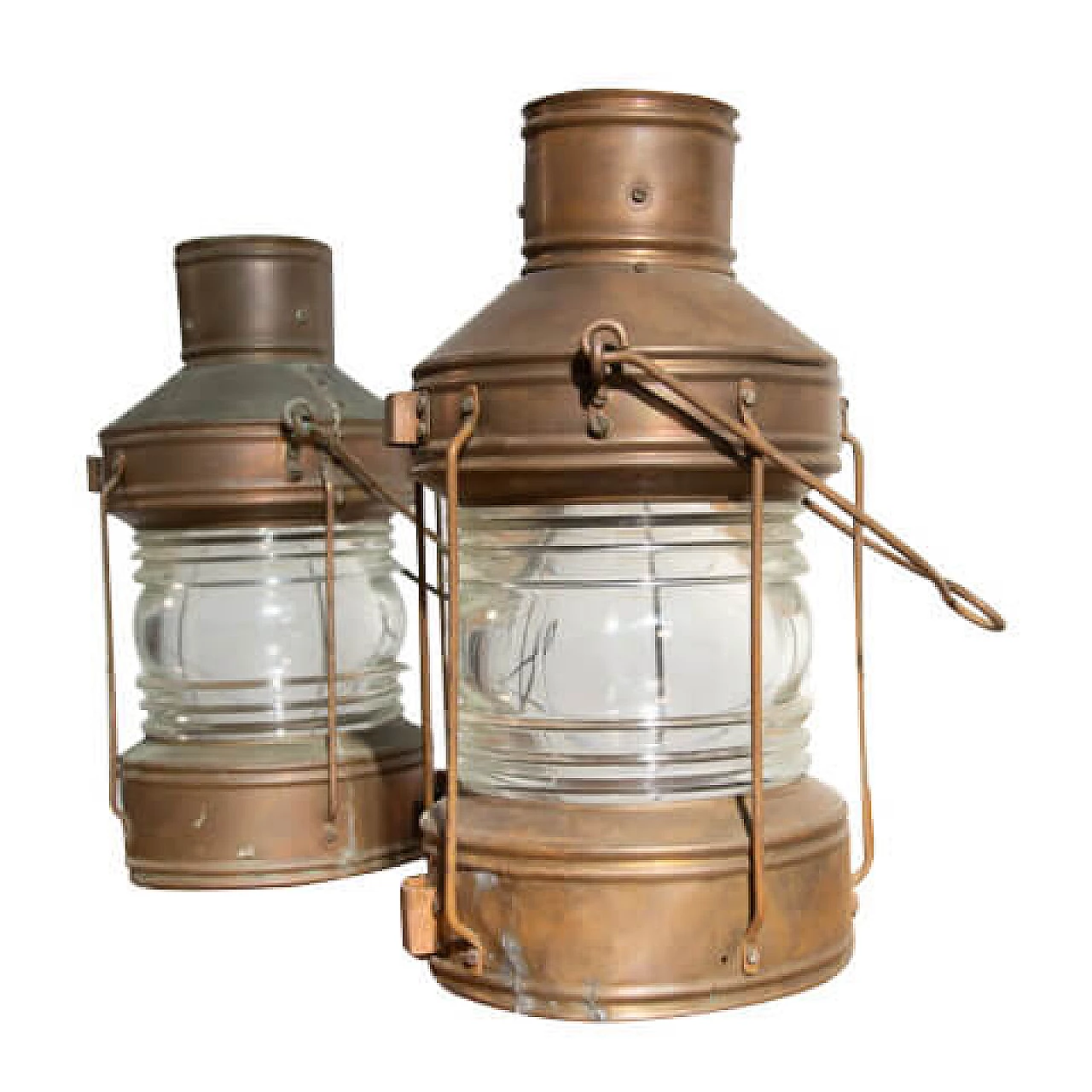 Pair of naval lanterns in copper, early '900 1244391