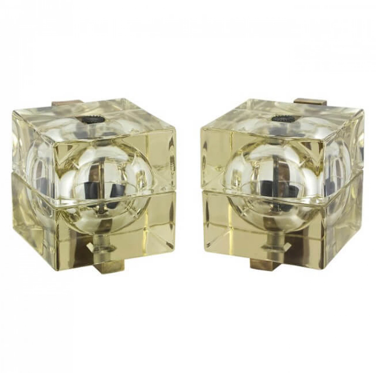 Coppia di lampade da parete Cubosfera di Alessandro Mendini per Fidenza Vetraria, anni '60 1244449