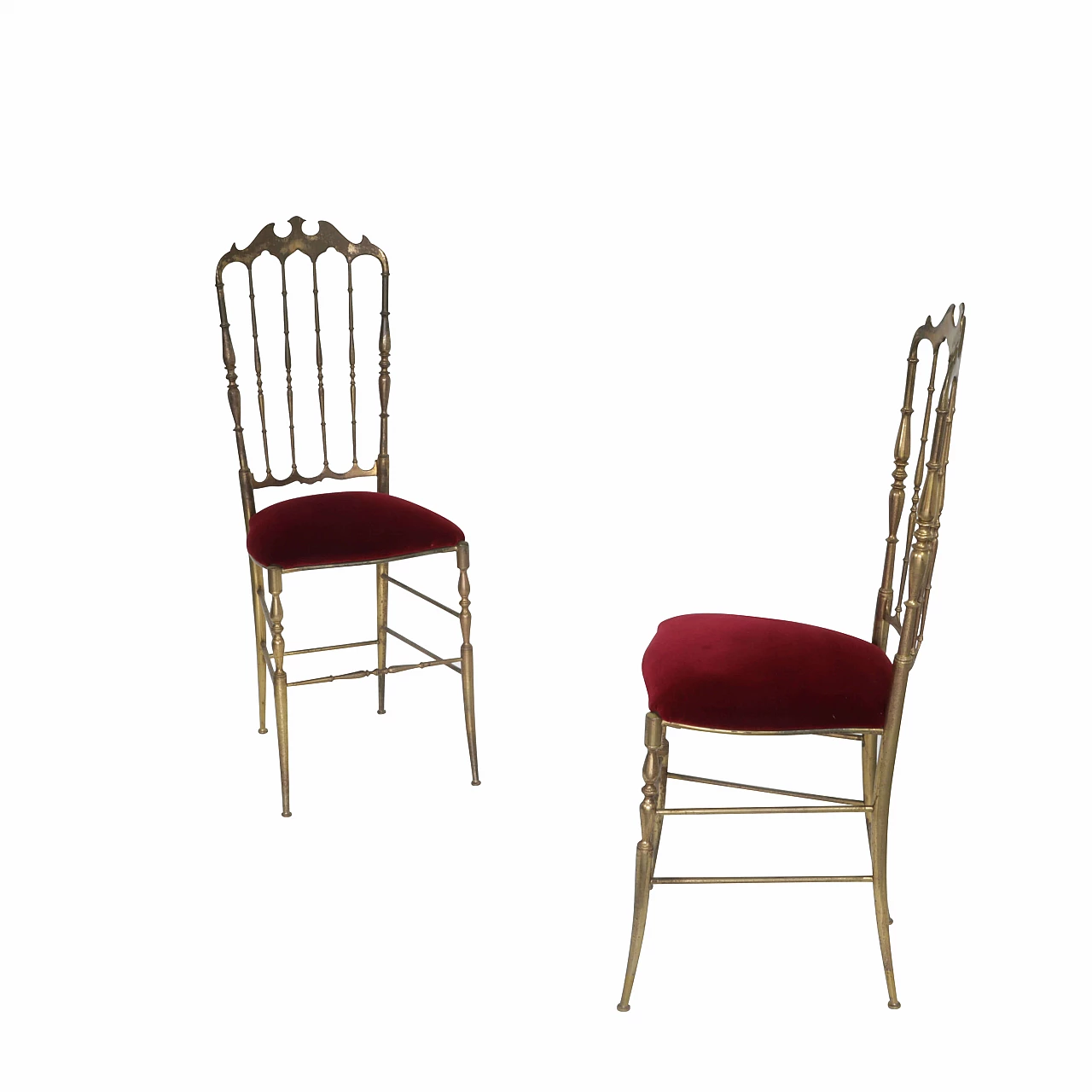 Coppia di sedie Chiavarine in ottone, anni '50 1244494