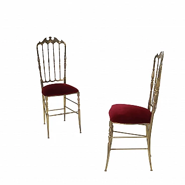 Coppia di sedie Chiavarine in ottone, anni '50